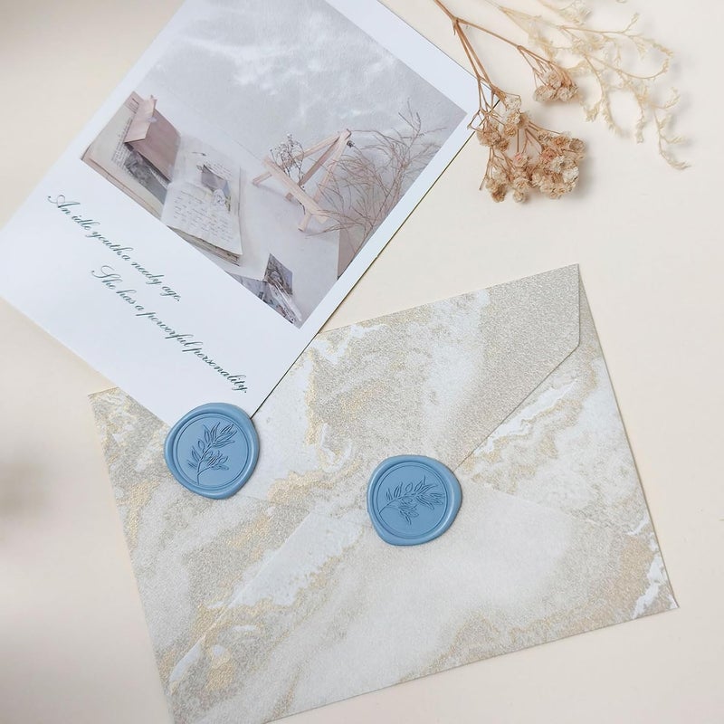 Pilloze 50Pcs Dusty Blue Self-Adhesive Wax Seal Stickers - Wax Seal Perfect for Wedding Invitation or Envelope Good Adhesion and Easy to Use, Wedding Invitation Accessories - Image 3